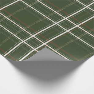 Traditional Plaid Cosy Cabin Gold Green Christmas Wrapping Paper