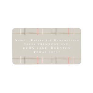 Traditional Plaid Cozy Cabin Beige Gold Address Label