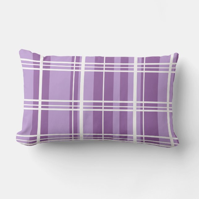 Traditional Plaid Purple Shades with White    Lumbar Cushion (Front)