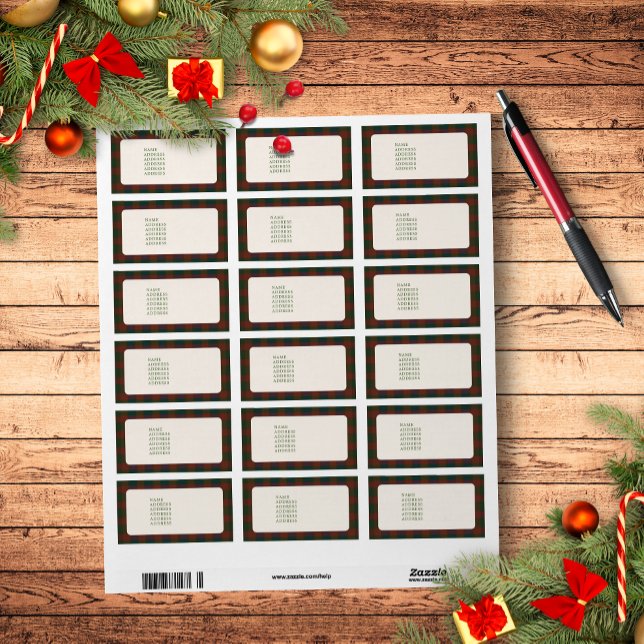 Traditional Plaid/Tartan Address Labels (Traditional plaid/tartan Christmas address labels.)
