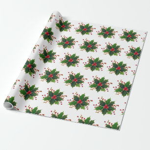 Traditional Poinsettia Christmas Wrapping Paper