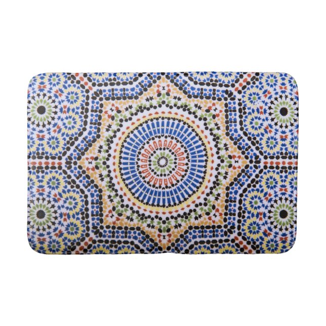 Traditional Portuguese Azulejo Tile Pattern Bath Mat (Front)
