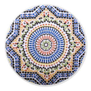 Traditional Portuguese Azulejo Tile Pattern Ceramic Knob