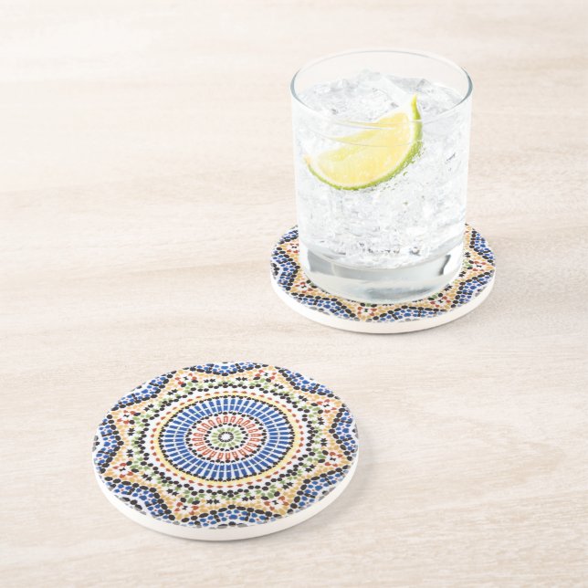 Traditional Portuguese Azulejo Tile Pattern Coaster (Side)
