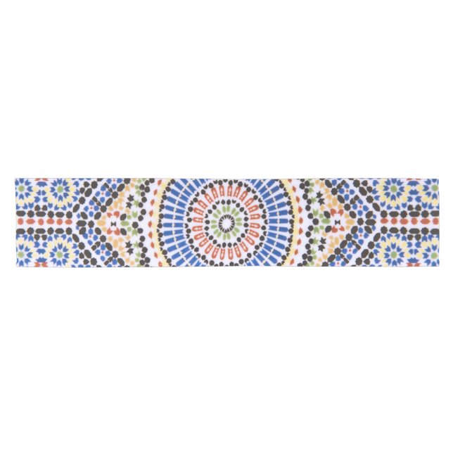 Traditional Portuguese Azulejo Tile Pattern Short Table Runner (Horizontal)