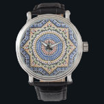 Traditional Portuguese Azulejo Tile Pattern Watch<br><div class="desc">Beautiful and Rare Azulejo Tile Pattern in Colours of Blue,  Orange,  Maroon,  Bronze,  Mint,  and Yellow. Spanish and Portuguese Accent Men's and Women's Watch.</div>