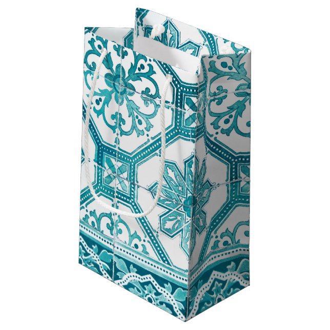 Traditional Portuguese blue tiles design Small Gift Bag (Back Angled)