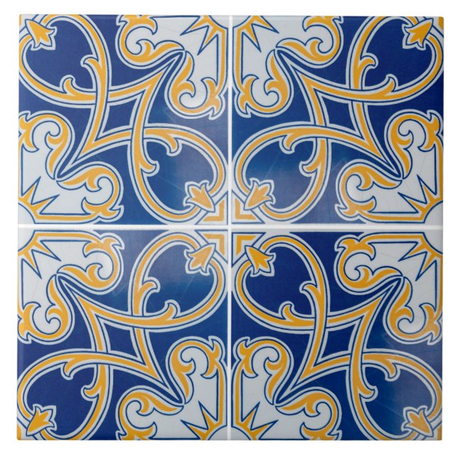 Traditional Portuguese glazed  Ceramic Tile (Front)