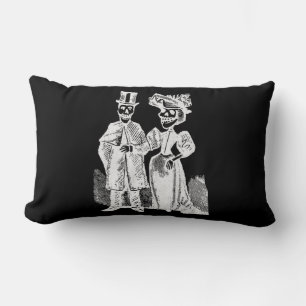 Traditional Posada Calavera Couple Illustration Lumbar Cushion