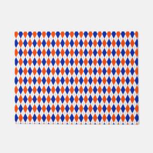 Traditional Preppy Argyle in Orange and Blue Doormat