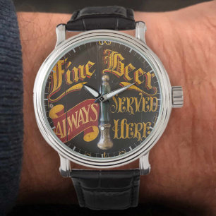 Traditional Pub Beer. Old Pub Sign Image on a Watch