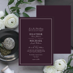 Traditional Purple Classic Script Wedding Invitation