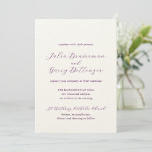 Traditional Purple Elegant Wedding Invitation