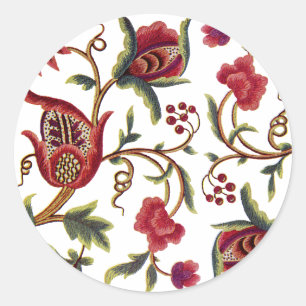 Traditional Queen Anne Jacobean Embroidery Classic Round Sticker