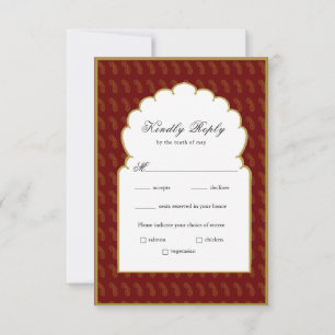 Traditional Red and gold Indian wedding  RSVP Card