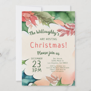 Traditional Red and Green Christmas Holiday Party Invitation