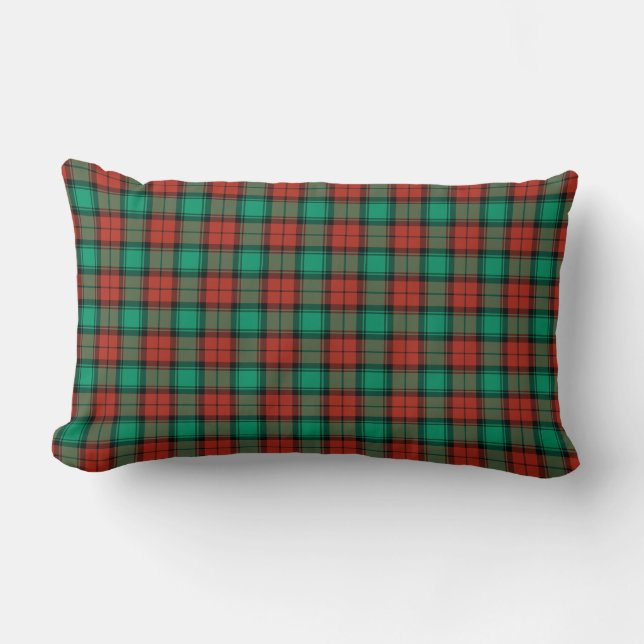 Traditional Red and Green Christmas Plaid Lumbar Cushion (Front)