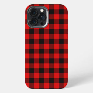 Traditional Red Black Buffalo Check Plaid Pattern iPhone Case