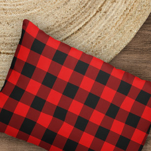 Traditional Red Black Buffalo Check Plaid Pattern Pillowcase