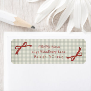 Traditional Red Bow Gingham Return Address Label