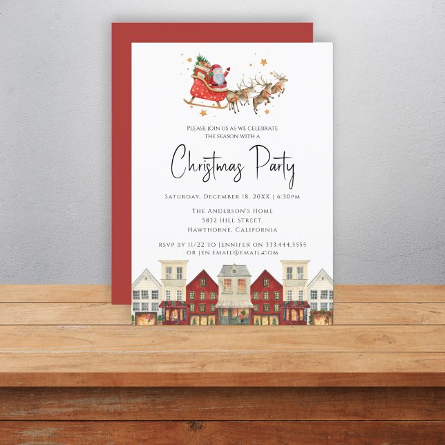 Traditional red festive family santa christmas  invitation (Creator Uploaded)