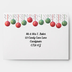 Traditional Red & Green Bauble Motif Envelope