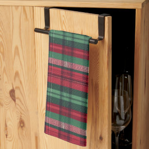 Traditional Red Green Plaid Tartan Tea Towel