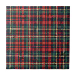 Traditional Red & Green Scottish Tartan Plaid Ceramic Tile