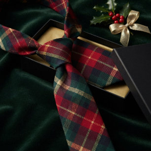Traditional Red Green Tartan Plaid Tie