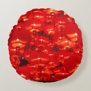 Traditional red lanterns decorated for Chinese new Round Cushion