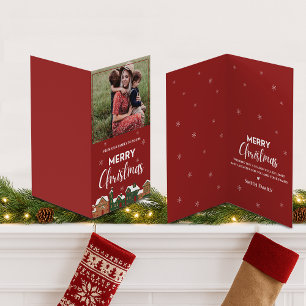 Traditional Red Photo Merry Christmas Greeting 