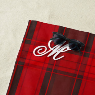 Traditional Red Plaid Tartan Modern Collection Beach Towel