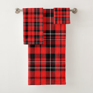 Traditional Red Plaid Tartan Popular Collection Bath Towel Set