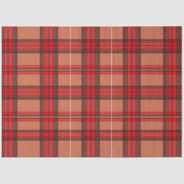 Traditional Red Plaid Tartan Trendy Collection Tissue Paper (Front)