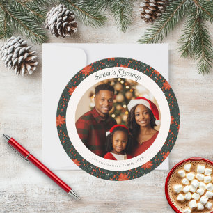 Traditional Red Poinsettia Christmas Photo Card