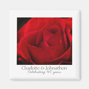 Traditional red rose 40th wedding anniversary magnet