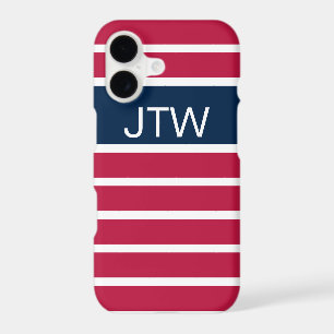 Traditional Red White and Blue Striped Monogram