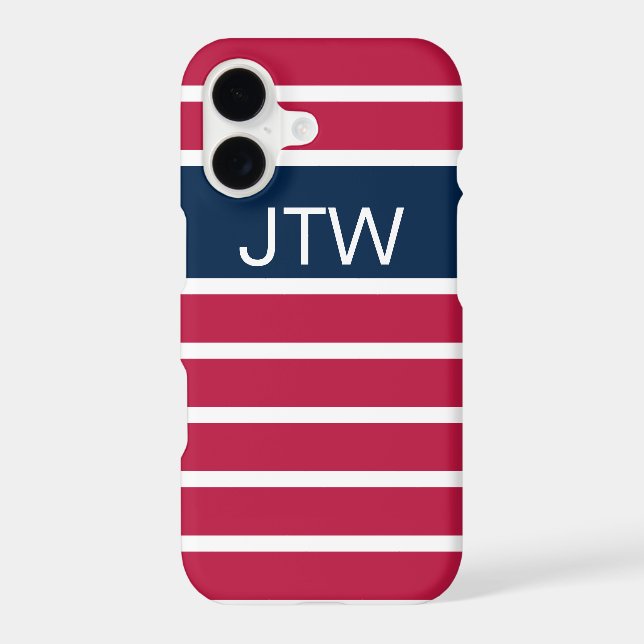 Traditional Red White and Blue Striped Monogram (Back)