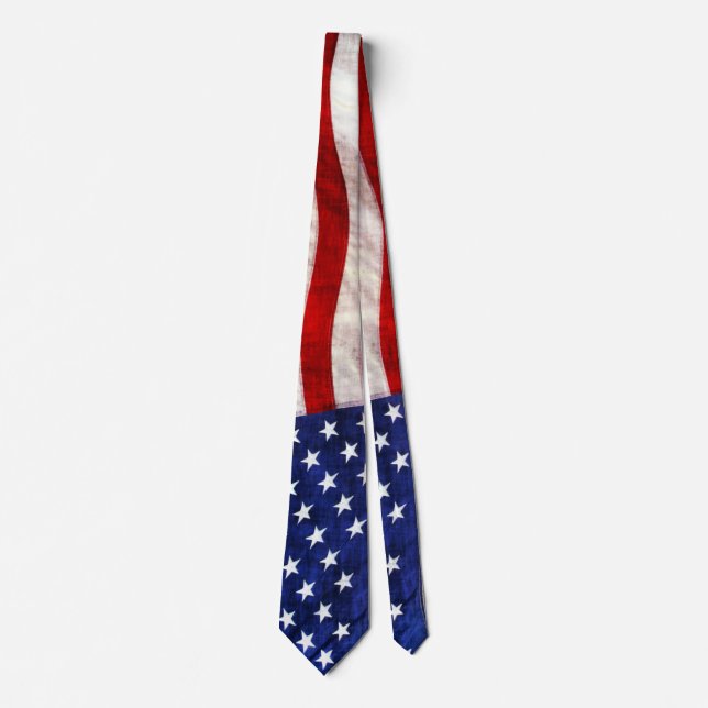 Traditional Red, White & Blue Patriotic US Flag Tie (Front)
