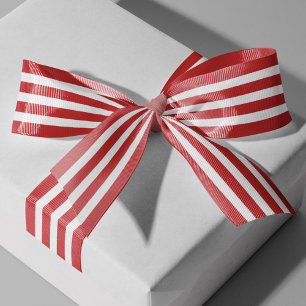Traditional Red White Striped Grosgrain Ribbon