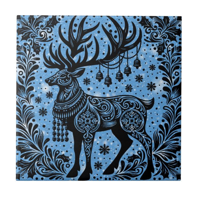 Traditional Reindeer Ceramic Tile (Front)
