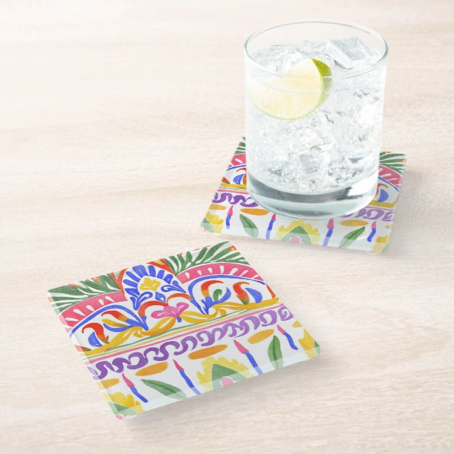 traditional Romanian decor Glass Coaster (Angled)