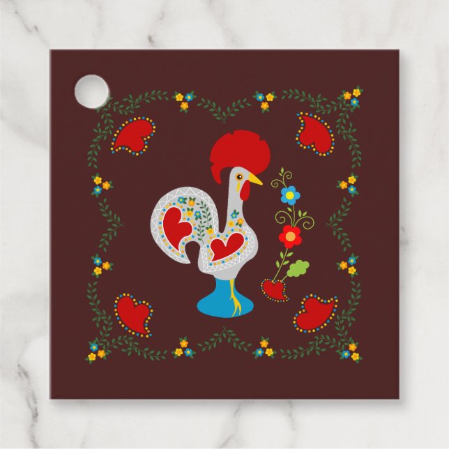Traditional Rooster Happy Birthday Favour Tags (Front)