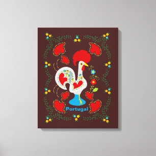 Traditional rooster of Barcelos in white Canvas Print