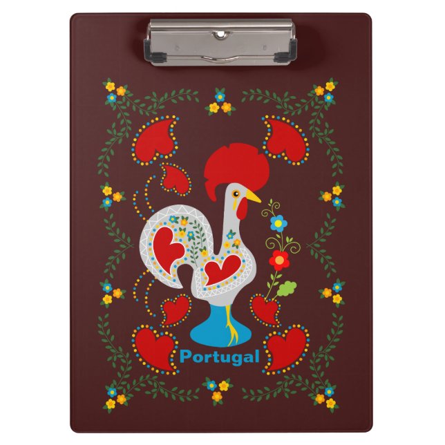 Traditional rooster of Barcelos in white   Clipboard (Front)