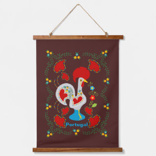 Traditional rooster of Barcelos in white Hanging Tapestry