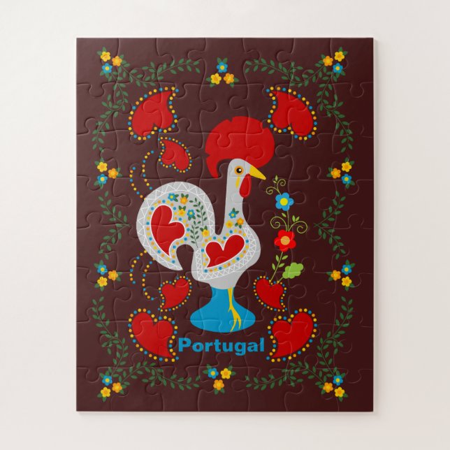 Traditional rooster of Barcelos in white Jigsaw Puzzle (Vertical)