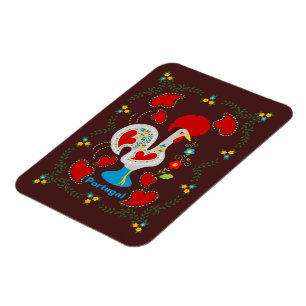 Traditional rooster of Barcelos in white Magnet