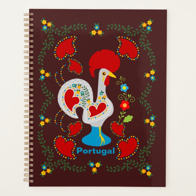 Traditional rooster of Barcelos in white   Planner (Front)