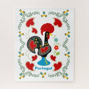 Traditional Rooster of Portugal in black Jigsaw Puzzle